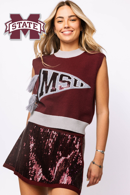 Licensed 'MSU' Pennant Sweater Tank
