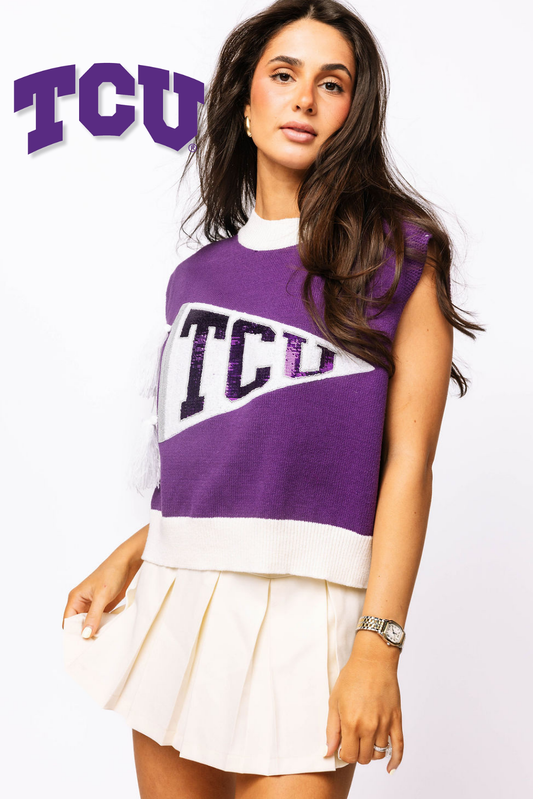 Licensed 'TCU' Pennant Sweater Tank