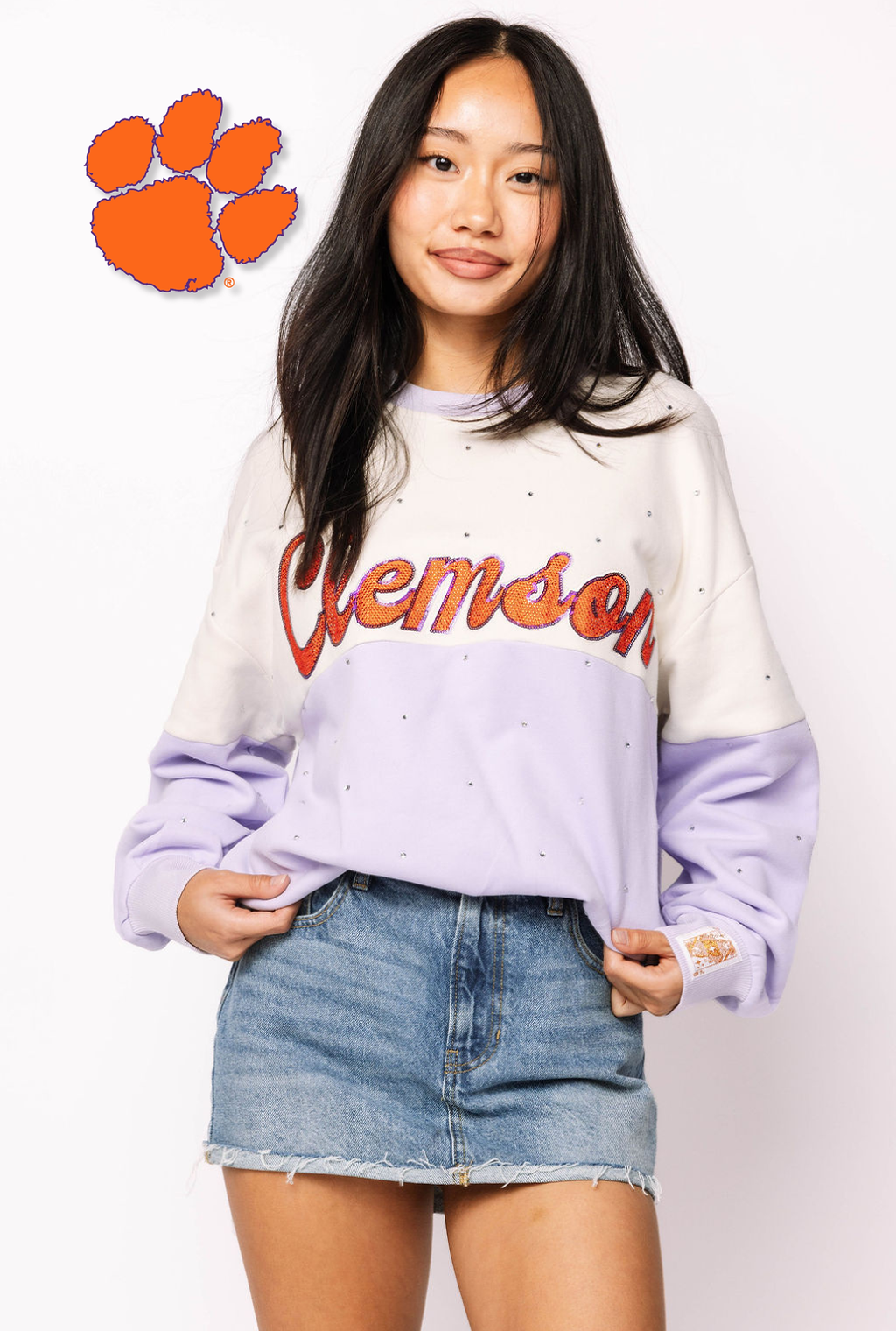 Licensed Clemson Pastel Two Tone Sweatshirt