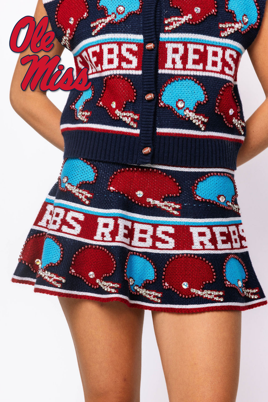 Licensed Ole Miss Vintage Football Helmet Stripe Skirt