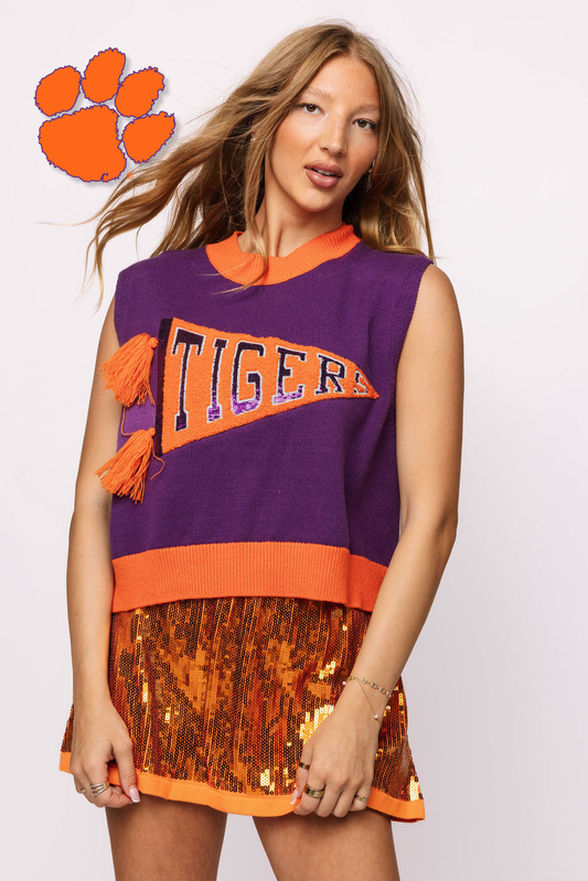 Licensed Clemson 'Tigers' Pennant Sweater Tank