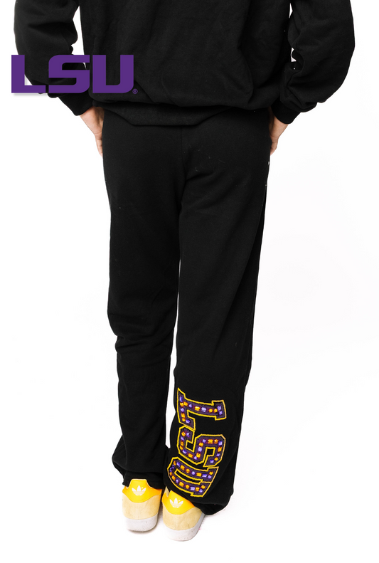 Licensed LSU Black with Multi Jewel Letter Sweatpants