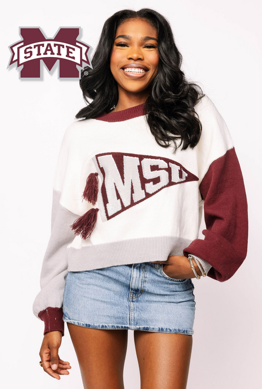 Licensed Miss State Pennant Sweater