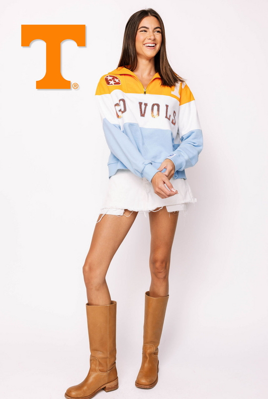 Licensed Tennessee Quarter Zip Colorblock Sweatshirt