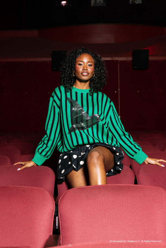 Licensed Green & Black Striped Elphaba Hat Sweater