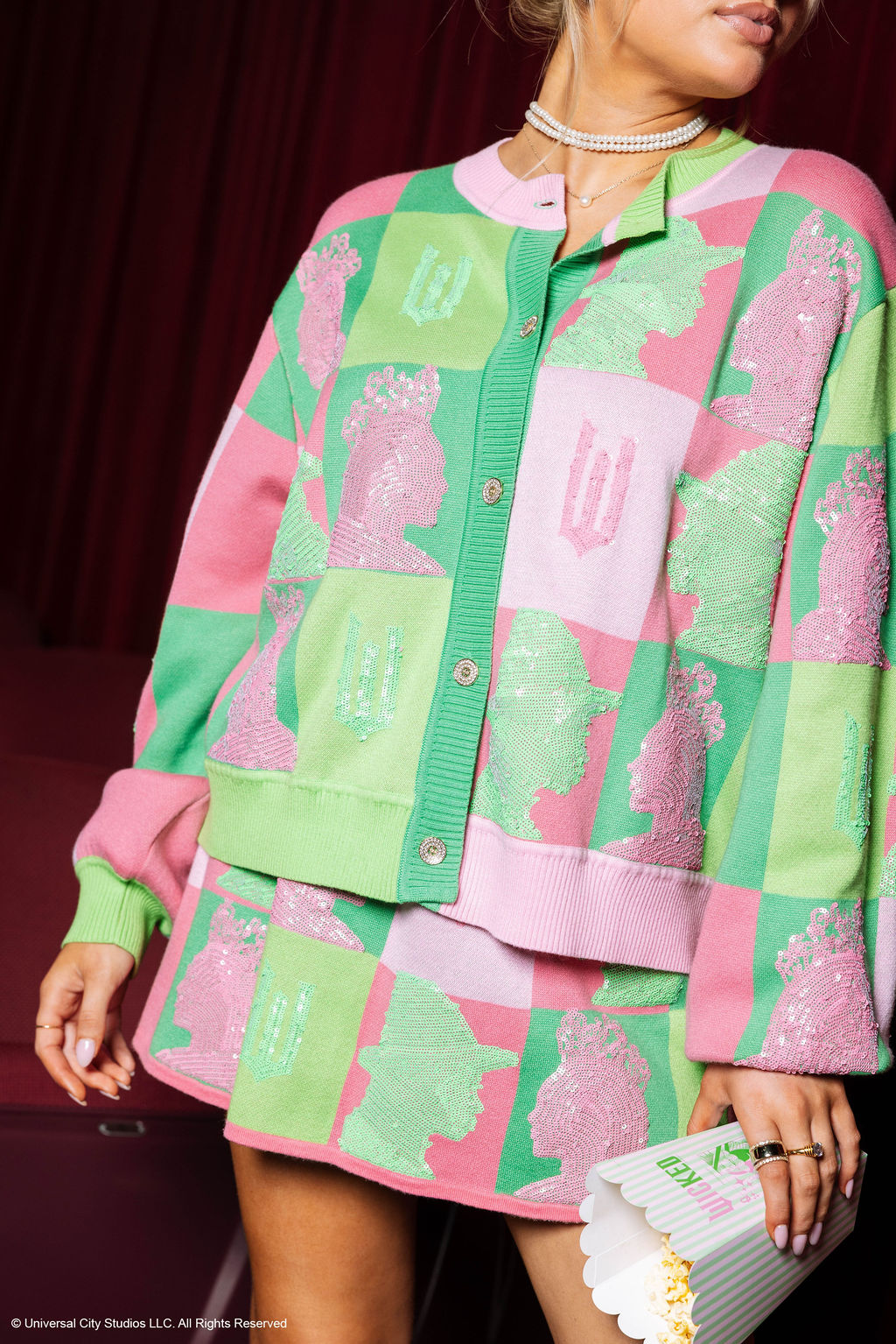 Licensed Pink & Green Colorblock Glinda and Elphaba Profile Cardigan