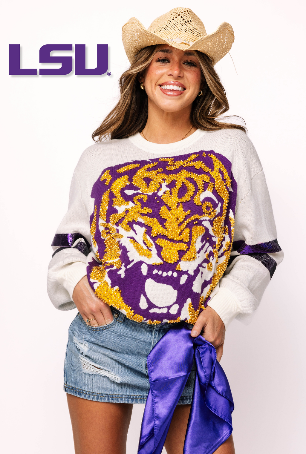 Licensed LSU Oversized Mascot Sweater