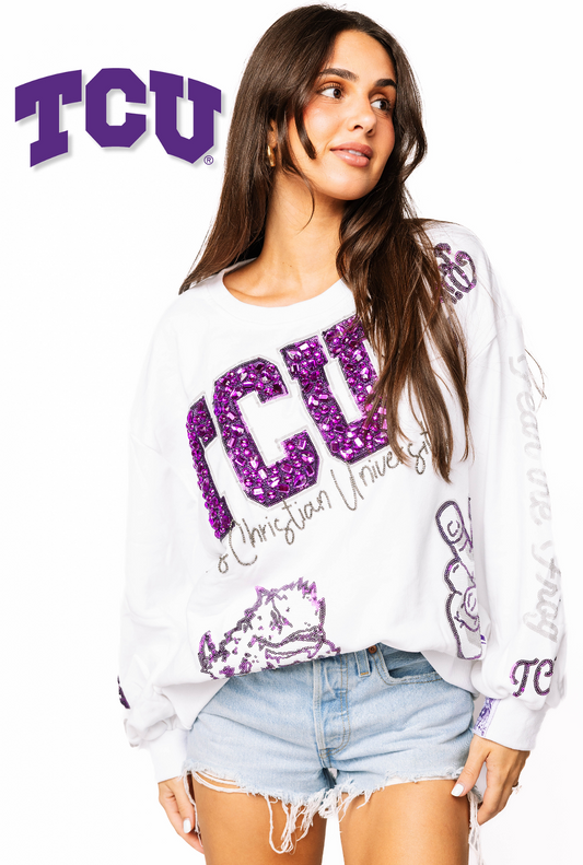 Licensed TCU Big Icons Scattered All Over Sweatshirt