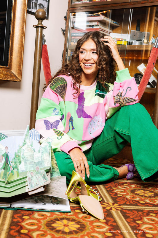 Licensed Lavender, Pink & Green Checkered Wicked Icon Sweatshirt