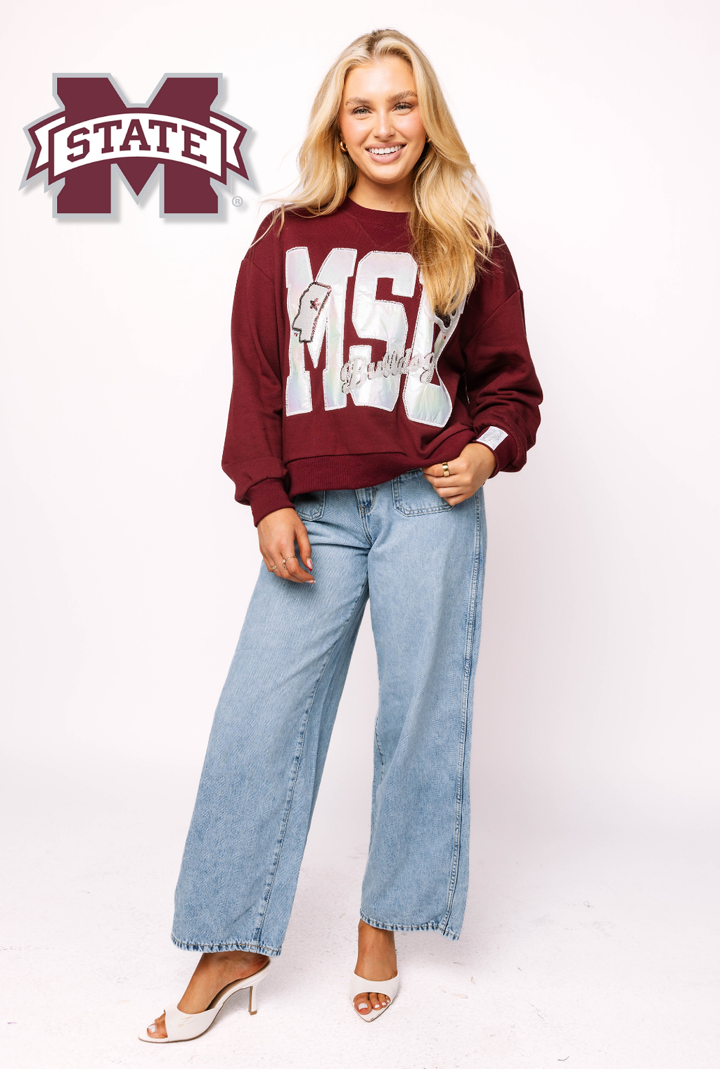 Licensed Miss State Metallic Word With Icons Sweatshirt