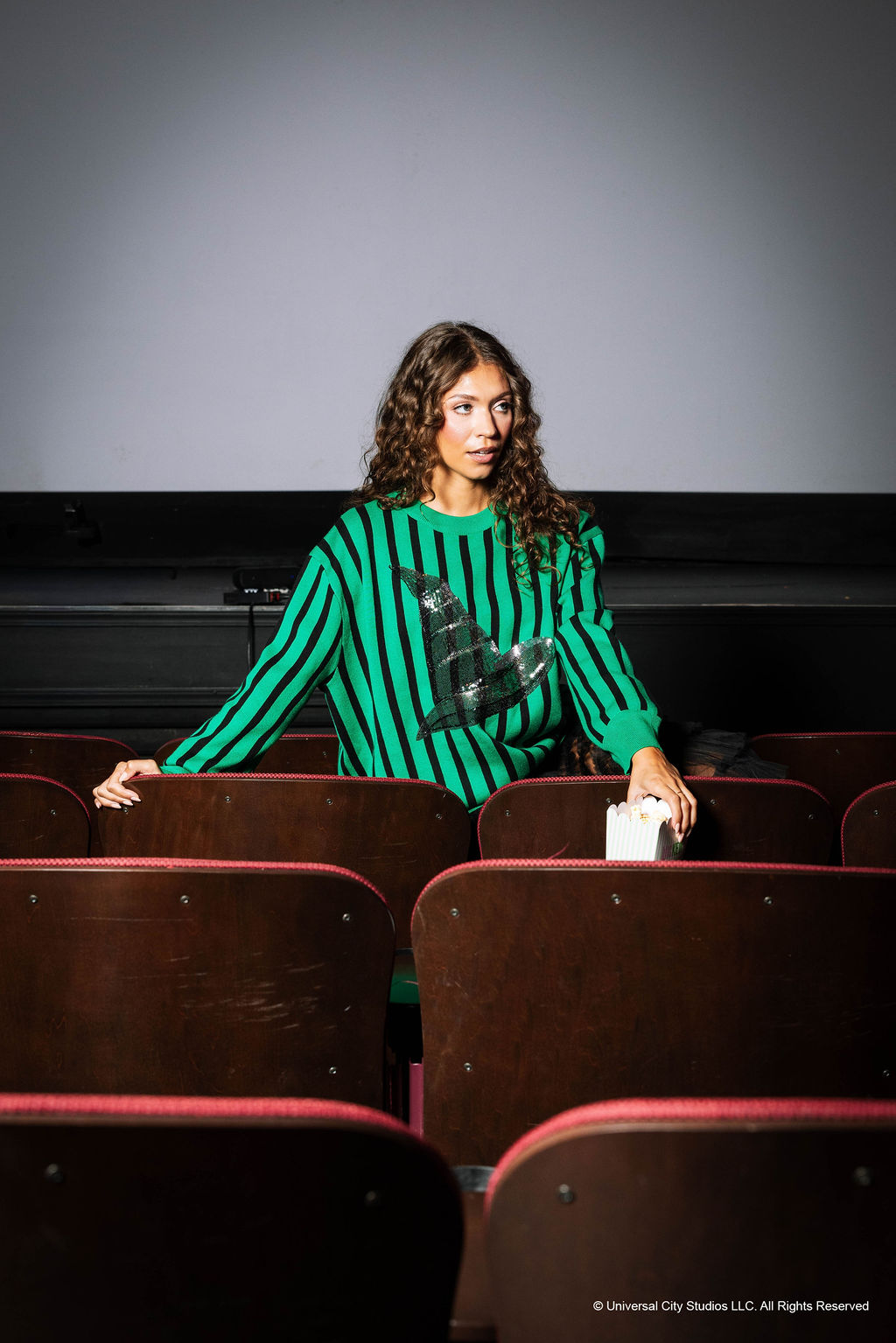 Licensed Green & Black Striped Elphaba Hat Sweater