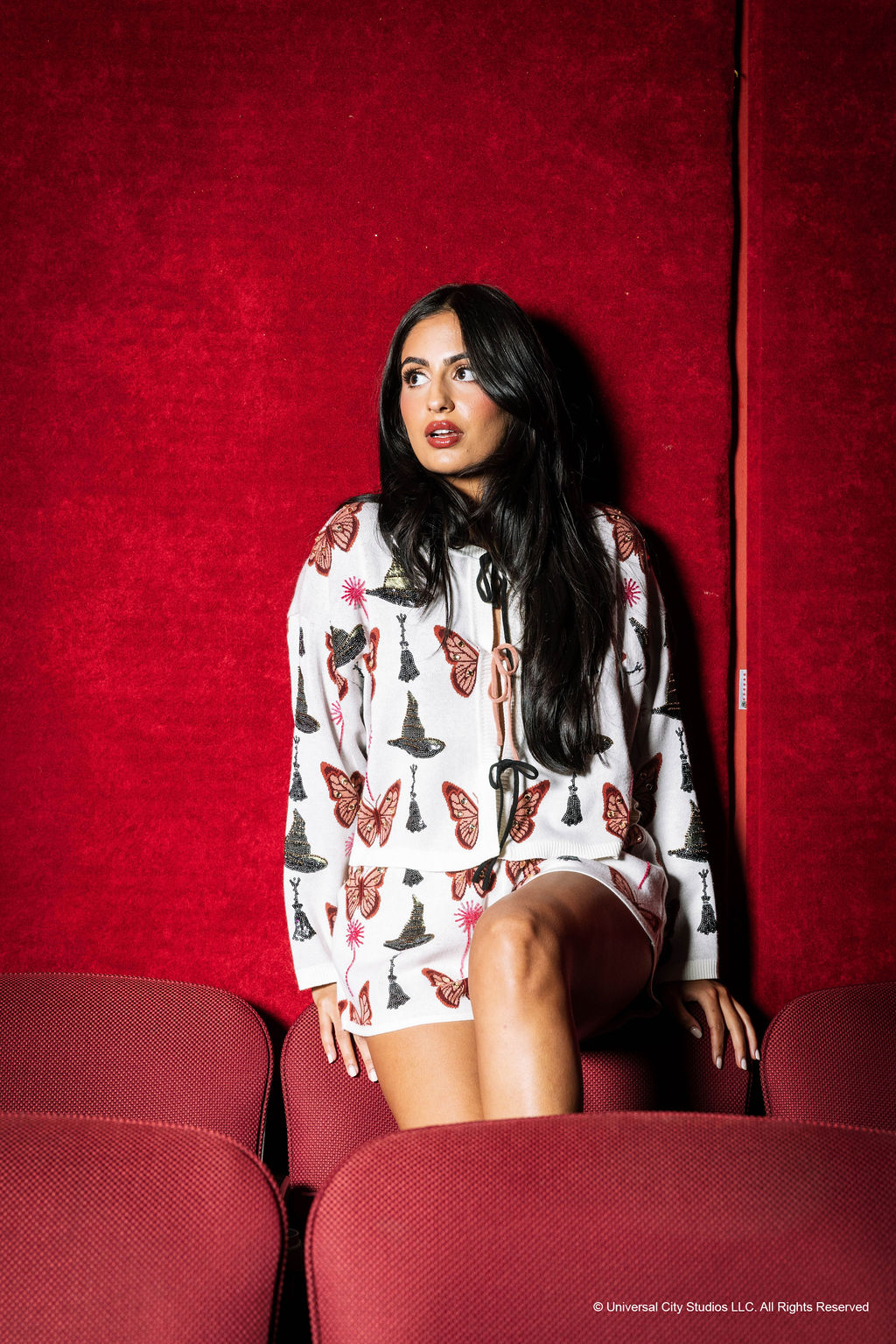 Licensed Butterfly, Broom and Wand Tie Front Cardigan