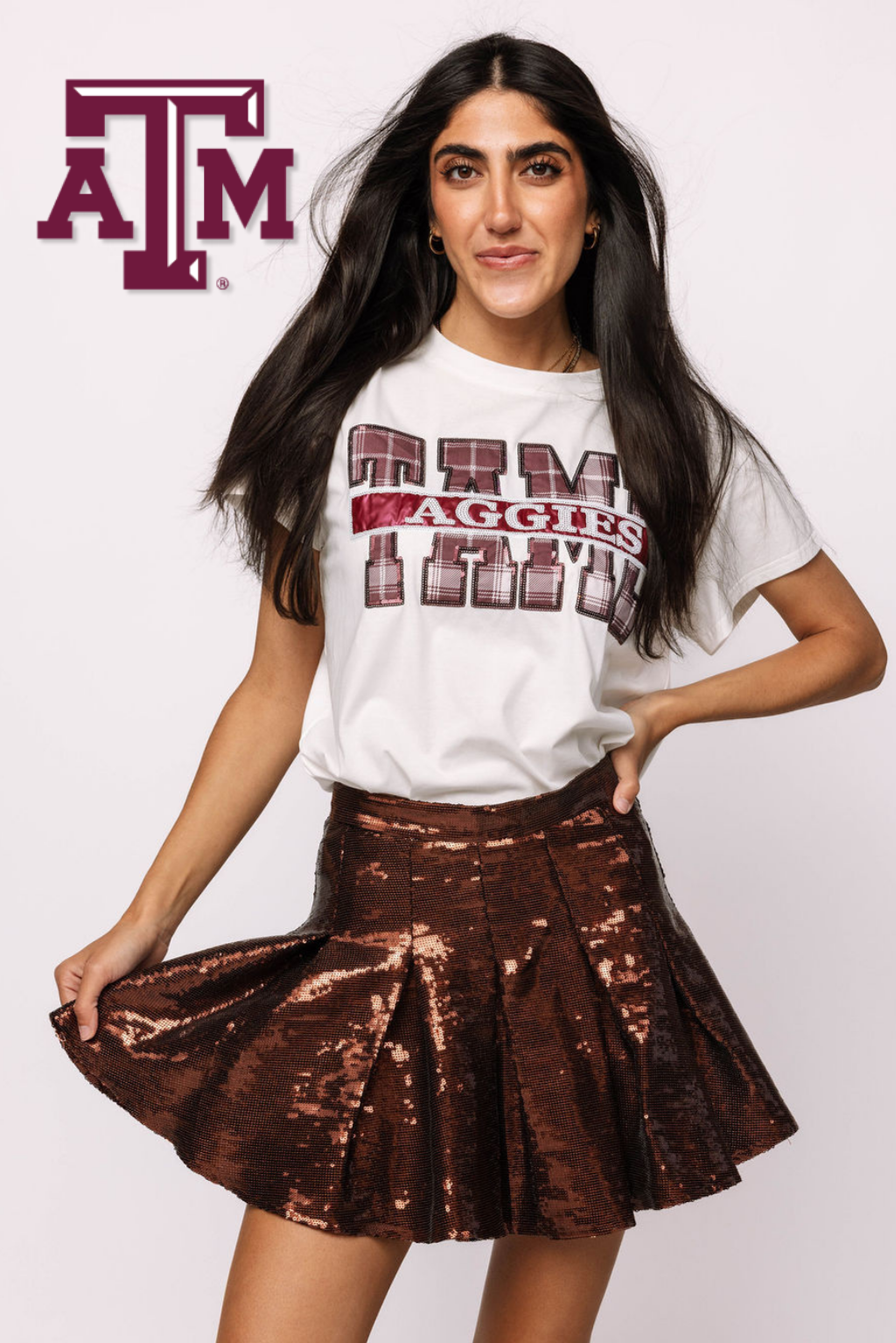 Licensed Texas A&M Plaid Letter Tee