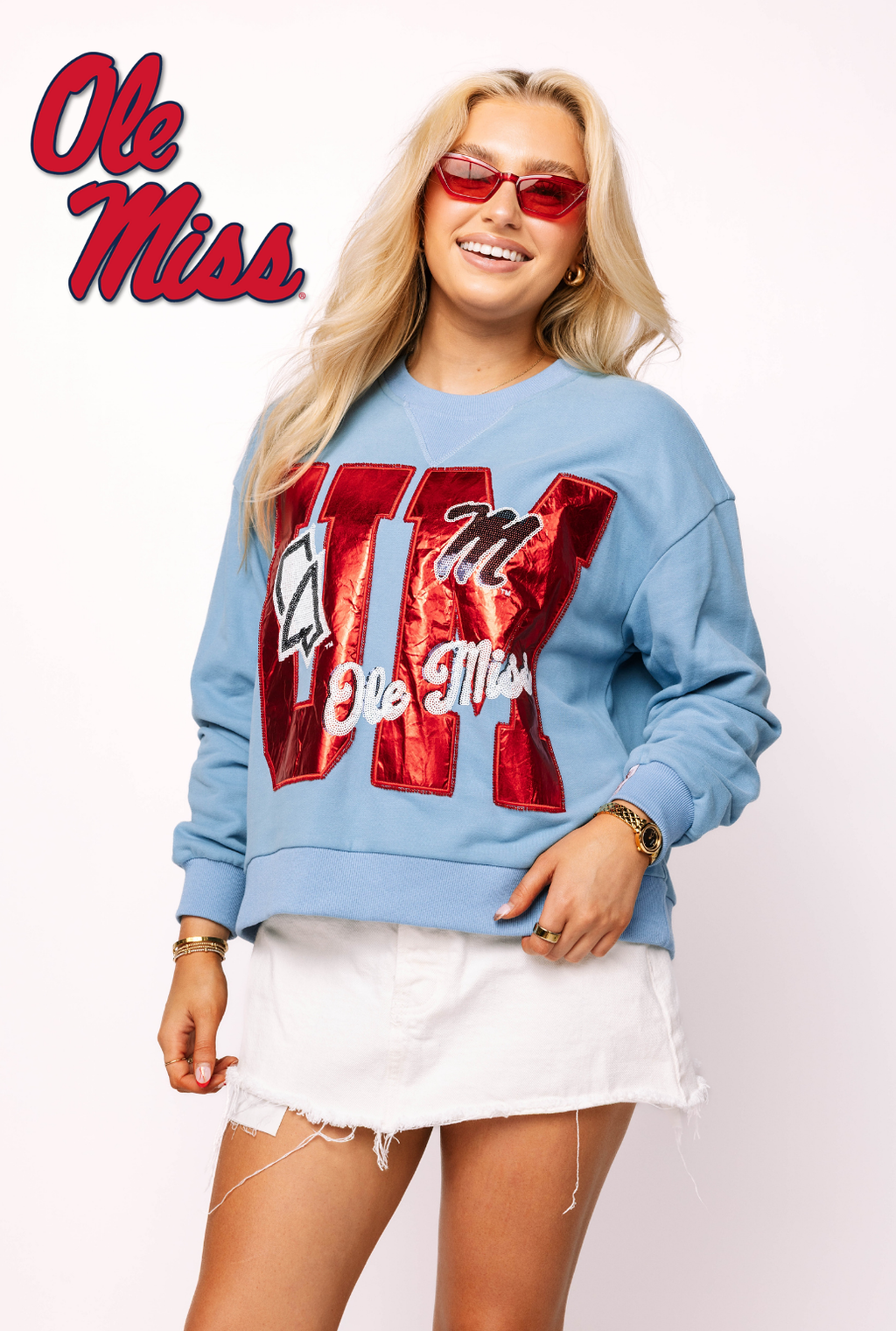 Licensed Ole Miss Metallic Word With Icons Sweatshirt