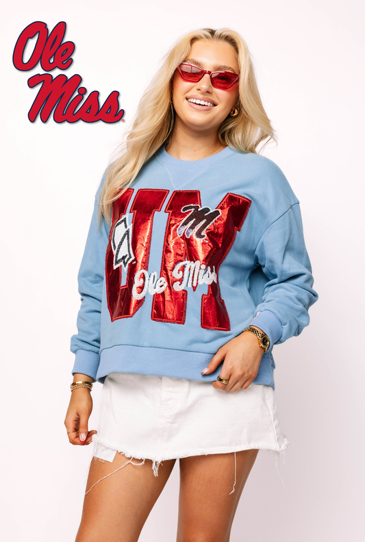 Licensed Ole Miss Metallic Word With Icons Sweatshirt