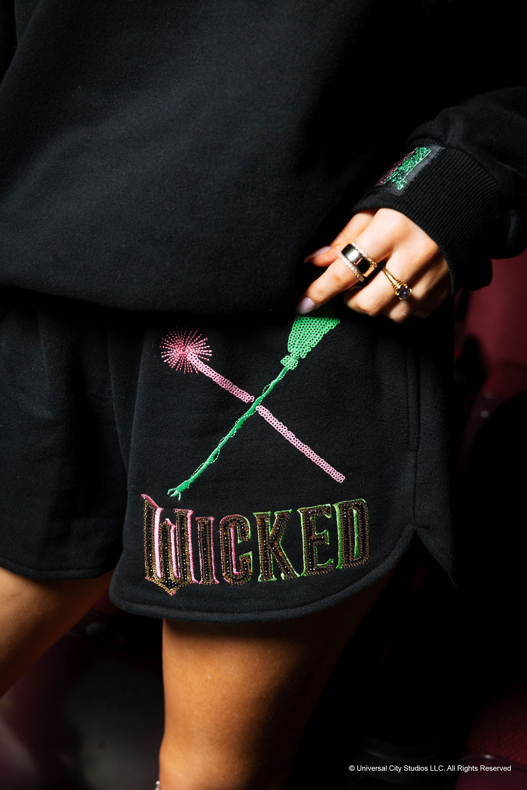 Licensed Black Broom and Wand Short