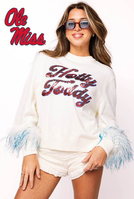 Licensed Ole Miss Feather Sleeve Sweater