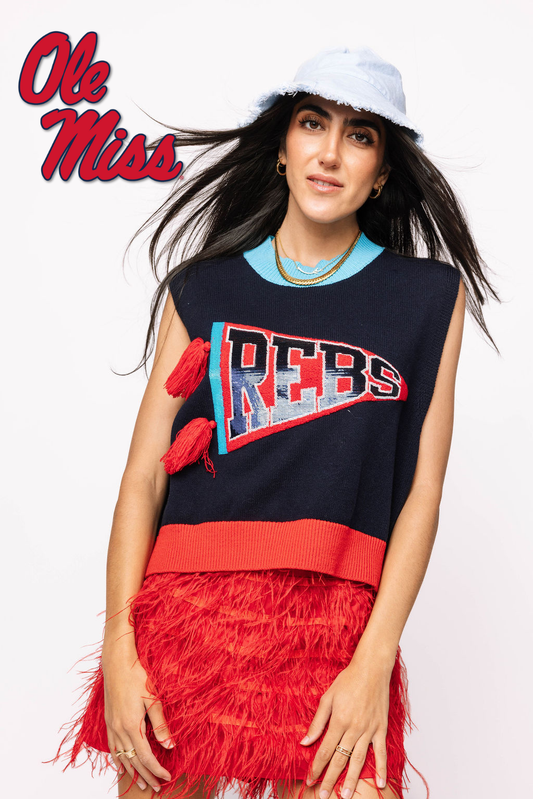 Licensed 'Rebs' Pennant Sweater Tank