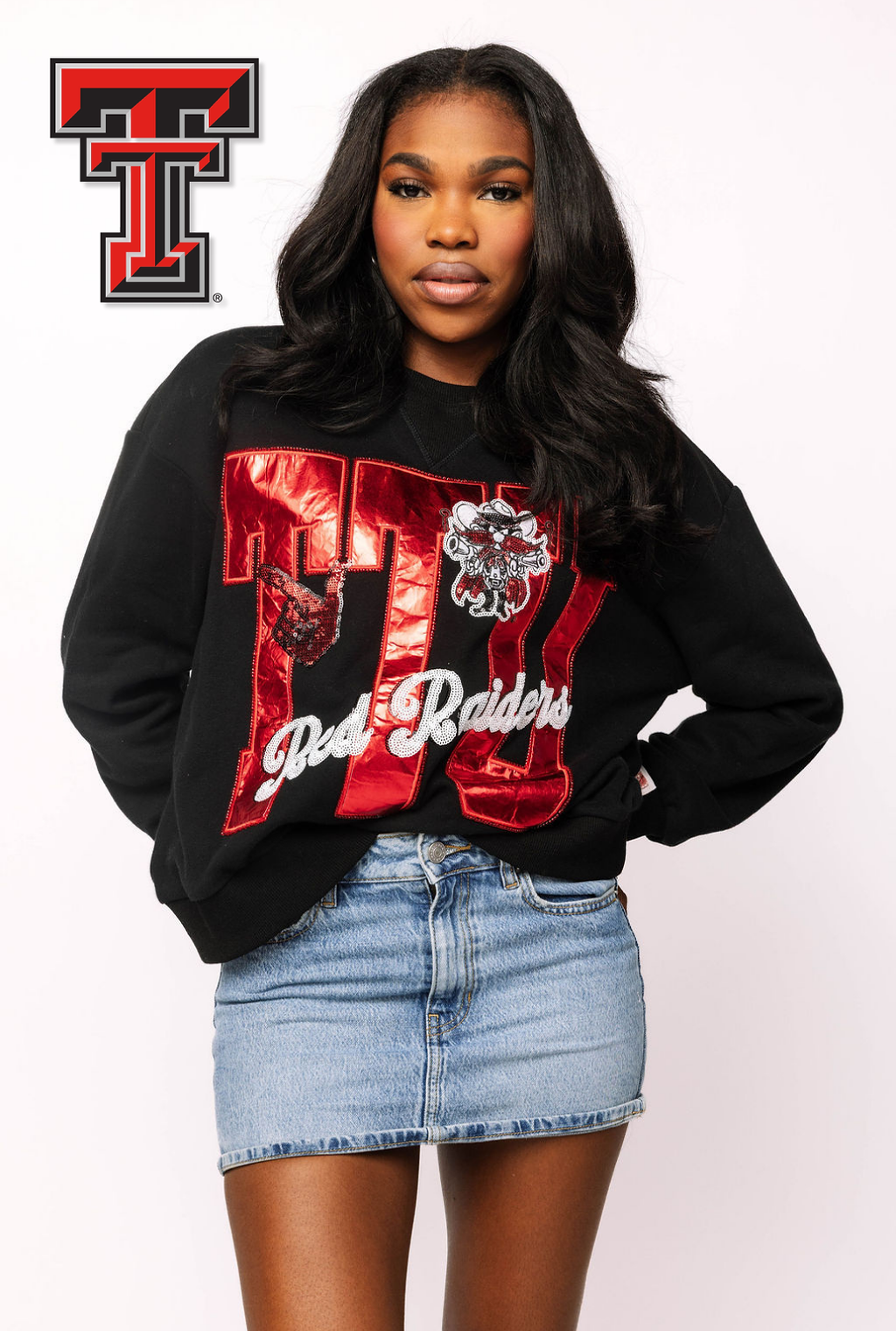 Licensed Texas Tech Metallic Word With Icons Sweatshirt