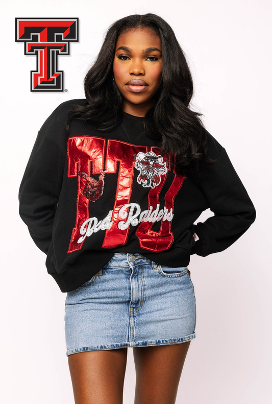 Licensed Texas Tech Metallic Word With Icons Sweatshirt