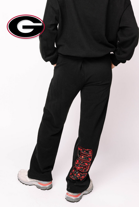 Licensed UGA Black with Multi Jewel Letter Sweatpants