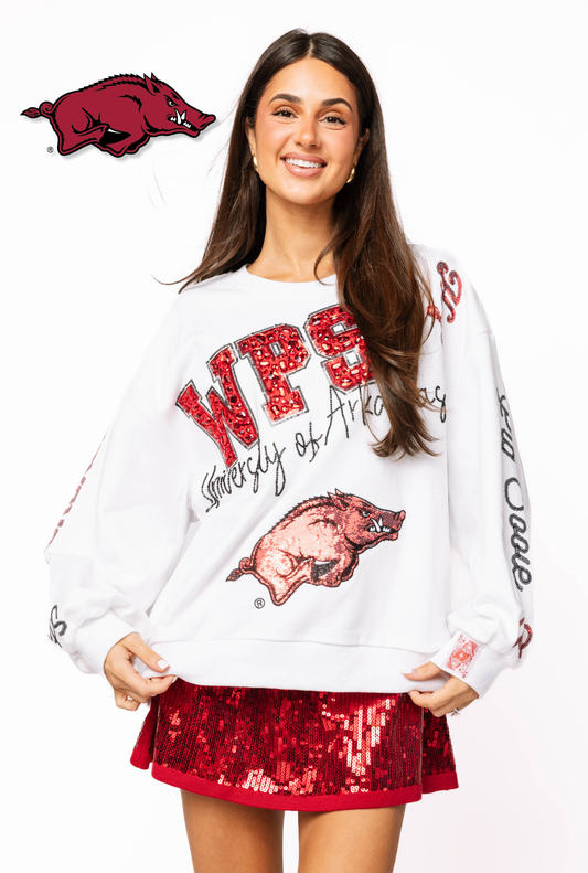 Licensed Arkansas Big Icons Scattered All Over Sweatshirt