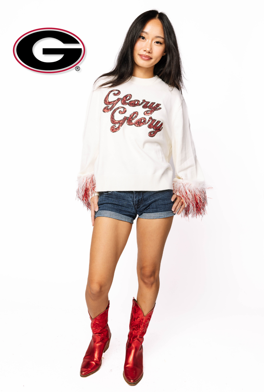 Licensed Georgia Feather Sleeve Sweater