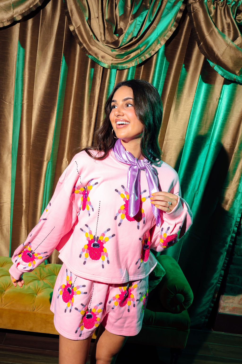 Pink Scattered Spider Short