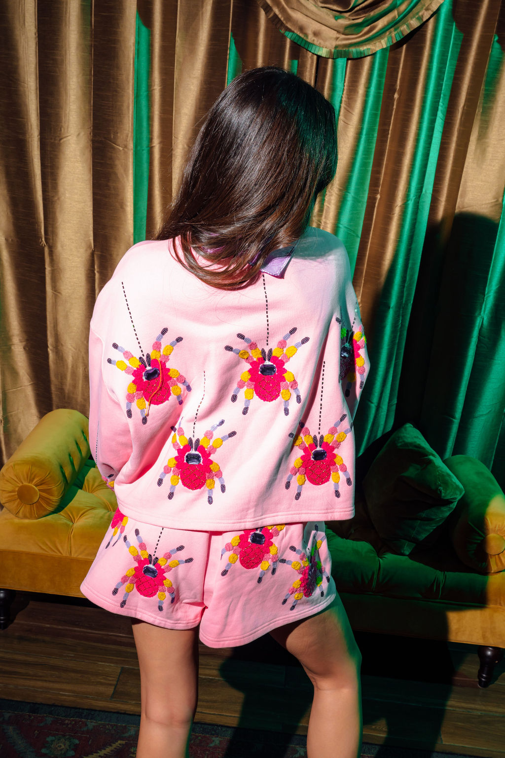 Pink Scattered Spider Short