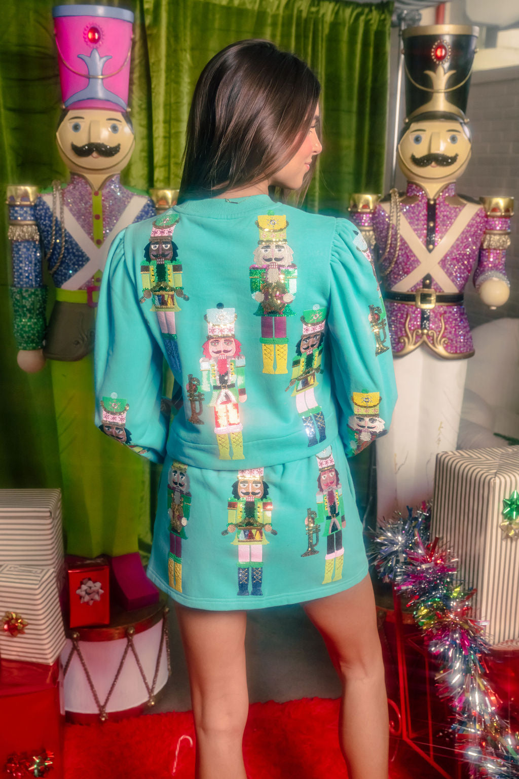 Teal Nutcracker Band Skort