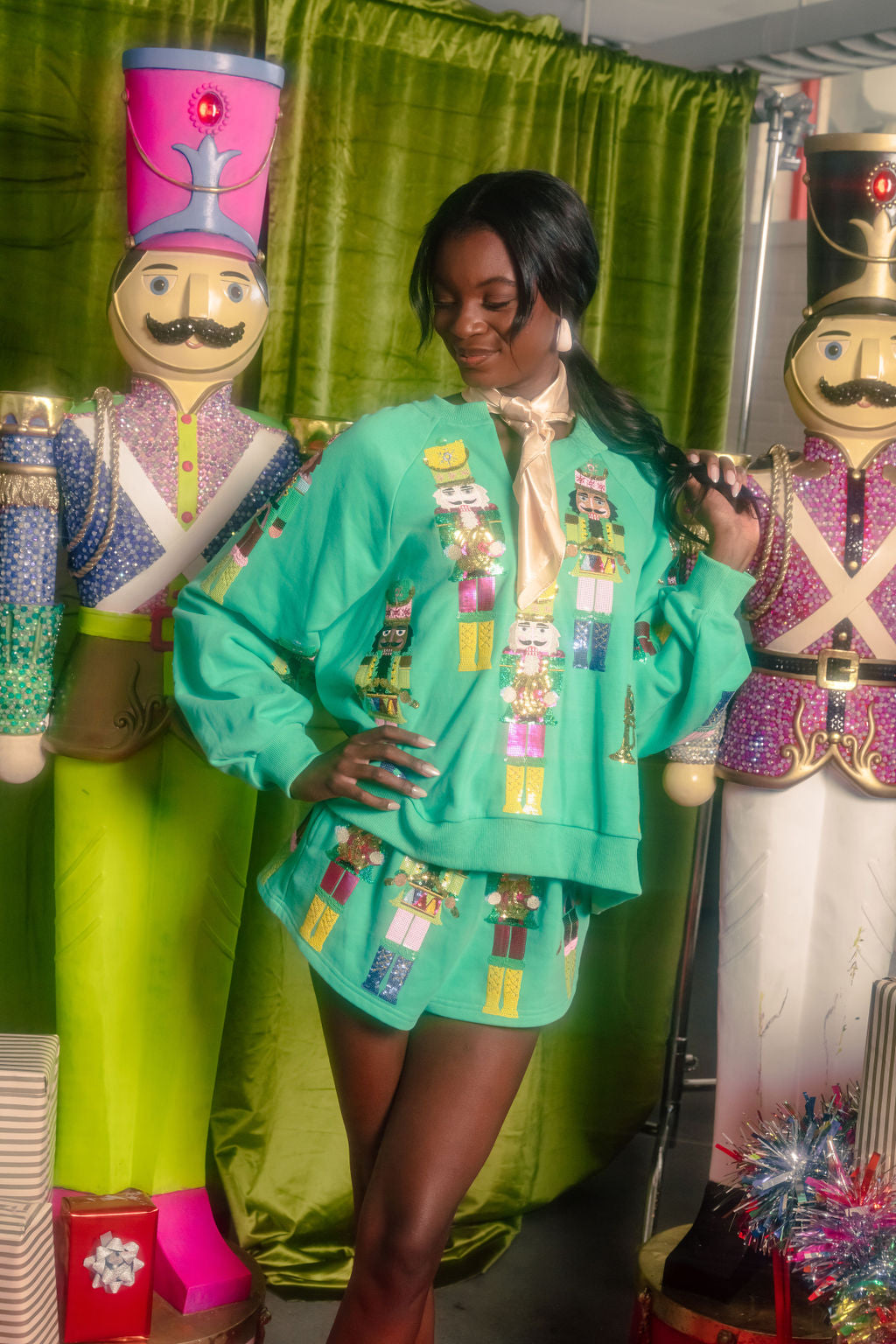 Green Nutcracker Band Shorts