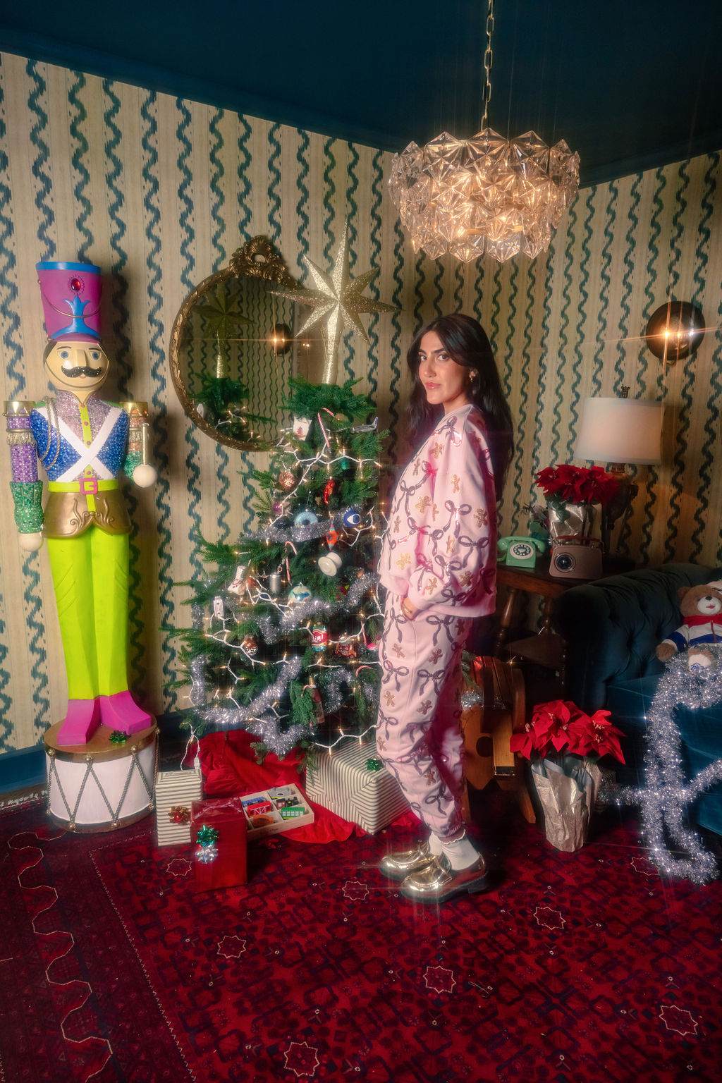 Light Pink Gingerbread Men & Bows Joggers