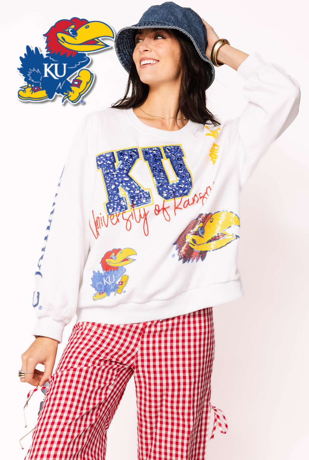 Licensed Kansas Big Icons Scattered All Over Sweatshirt