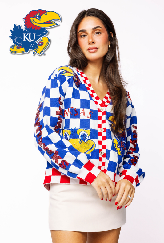 Licensed Kansas Checkered Team Icons Cardigan
