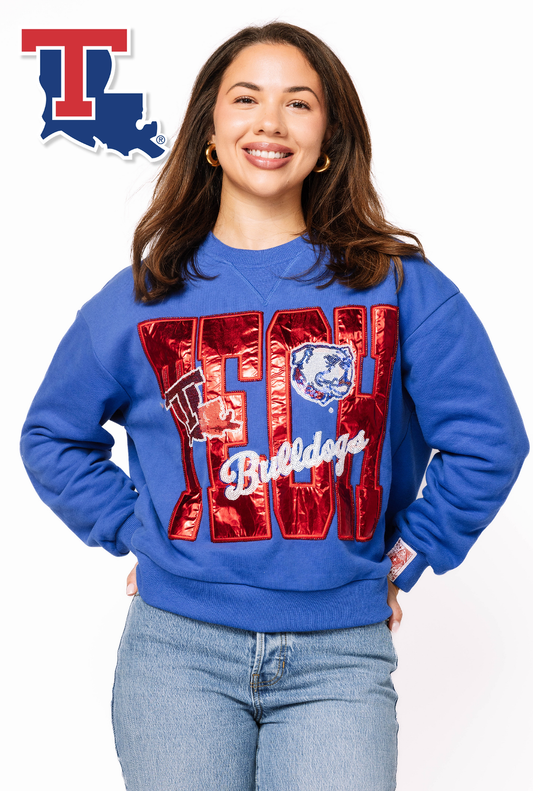 Licensed LA Tech Metallic Word With Icons Sweatshirt