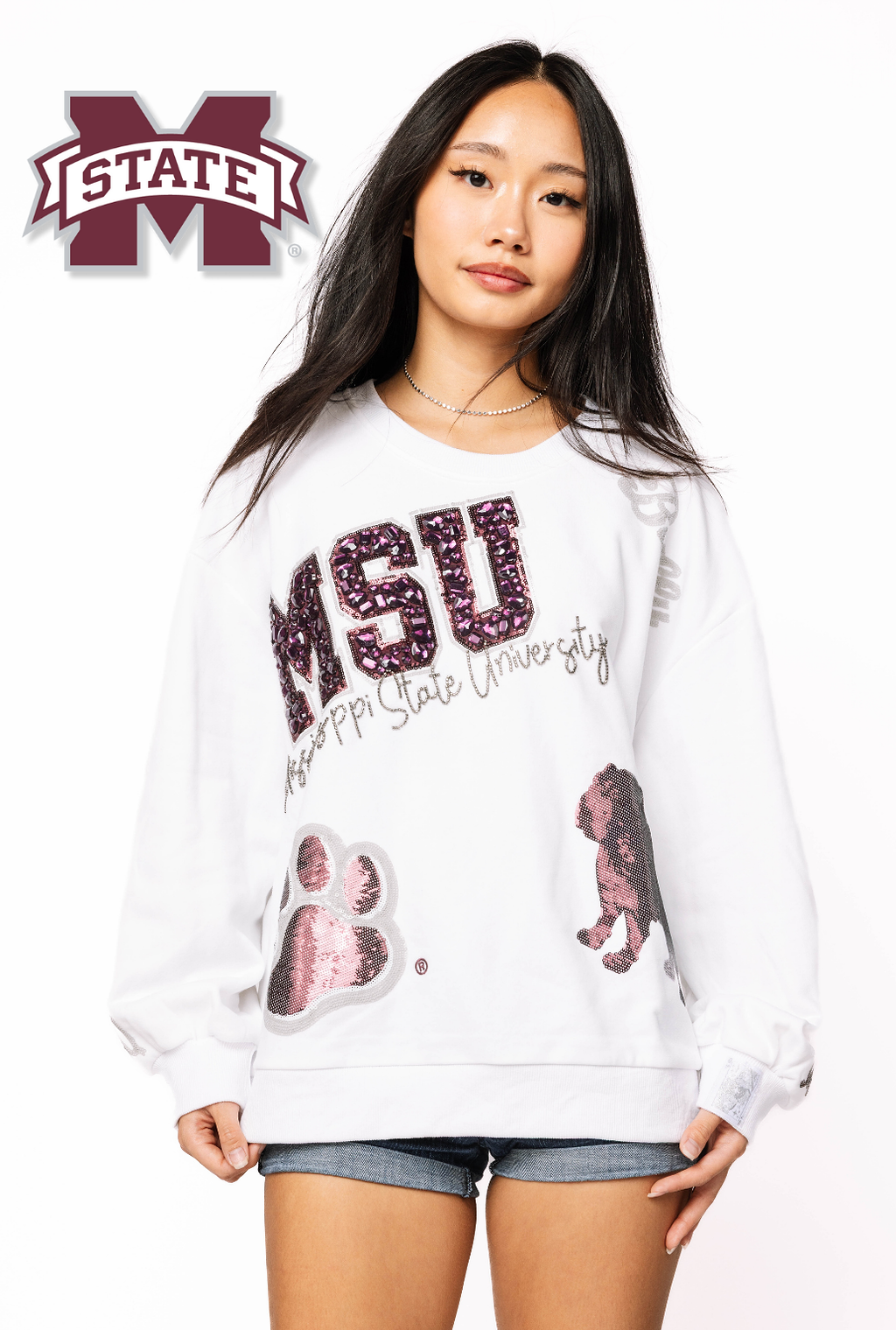 Licensed Miss State Big Icons Scattered All Over Sweatshirt