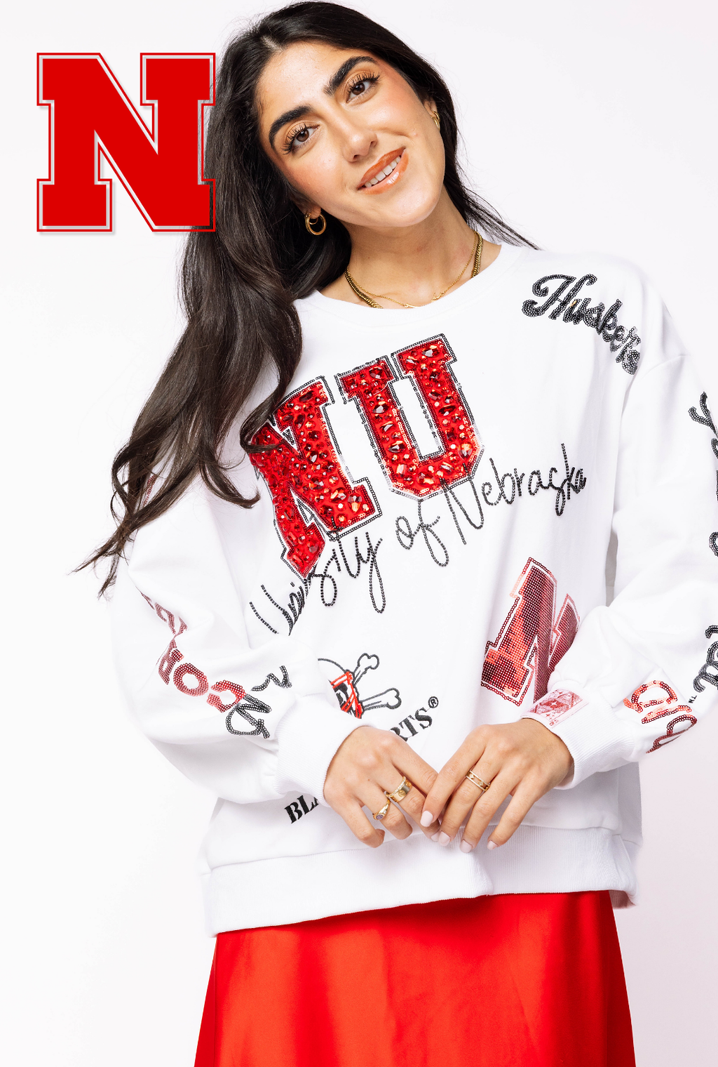 Licensed Nebraska Big Icons Scattered All Over Sweatshirt
