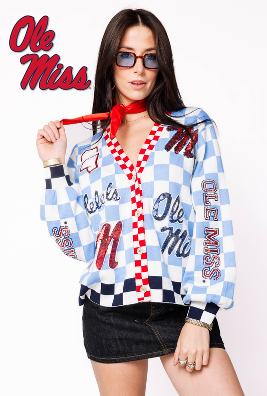 Licensed Ole Miss Checkered Team Icons Cardigan