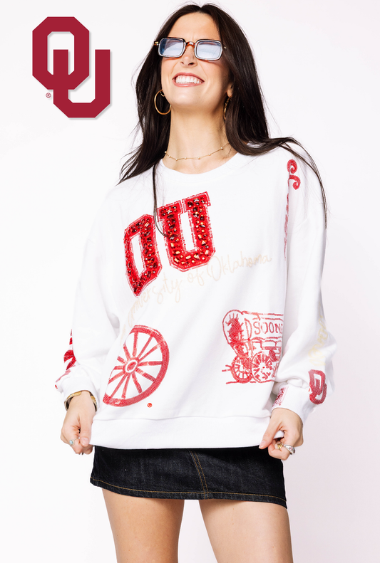 Licensed Oklahoma Big Icons Scattered All Over Sweatshirt