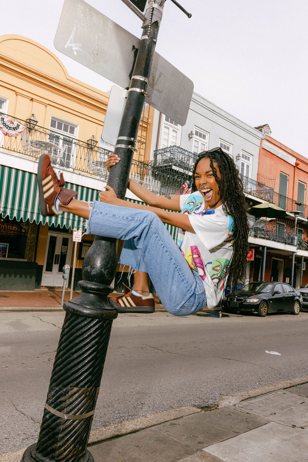 White Multi Mardi Gras Mask Tee
