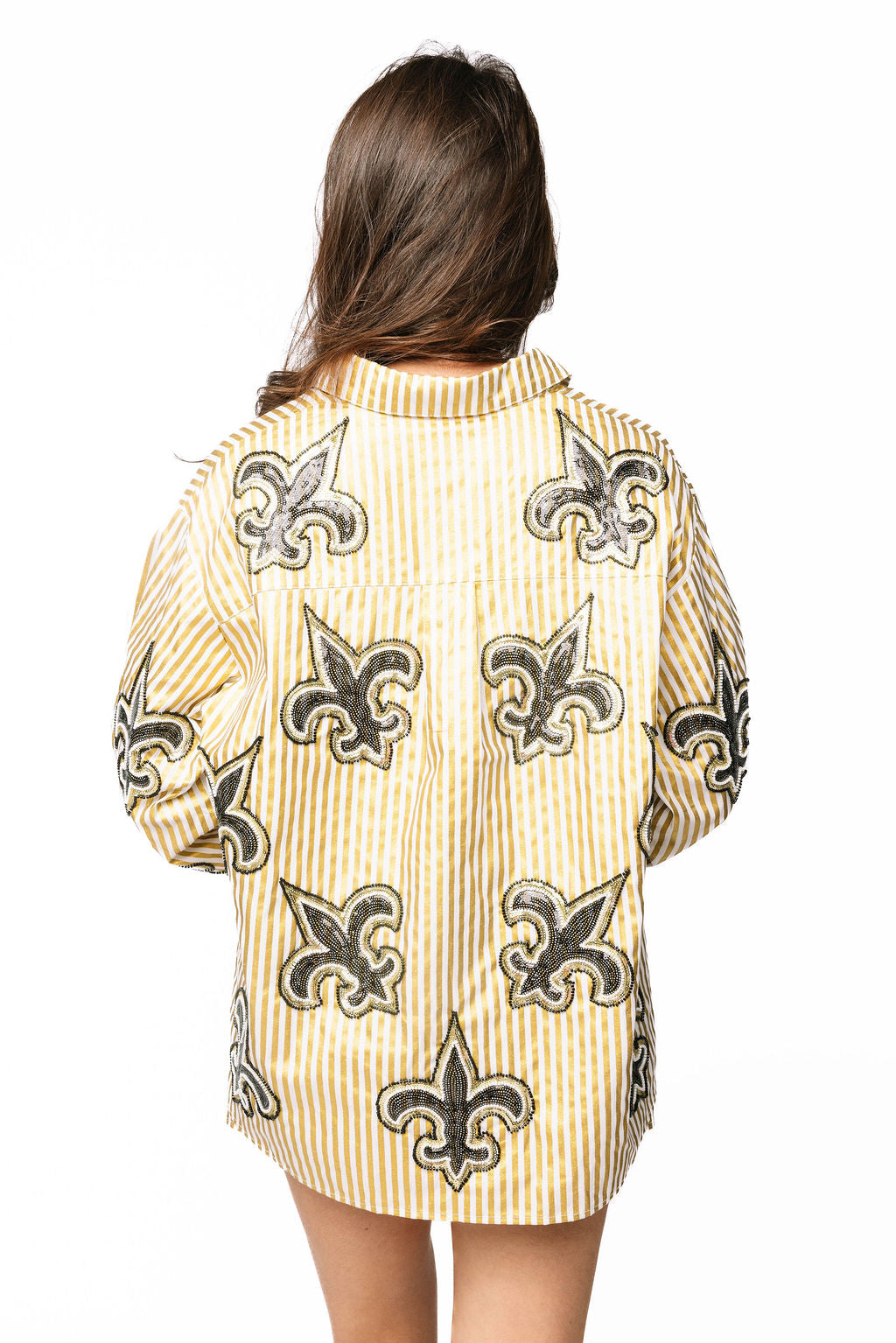 Licensed Saints Fleur De Lis Striped Top
