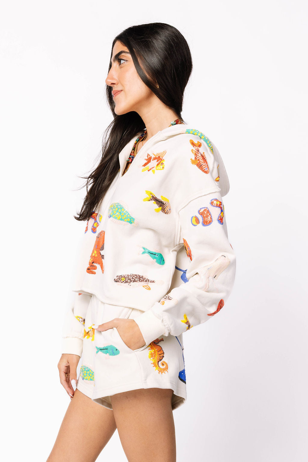 Neutral Multi Under the Sea Creature Hoody Sweatshirt