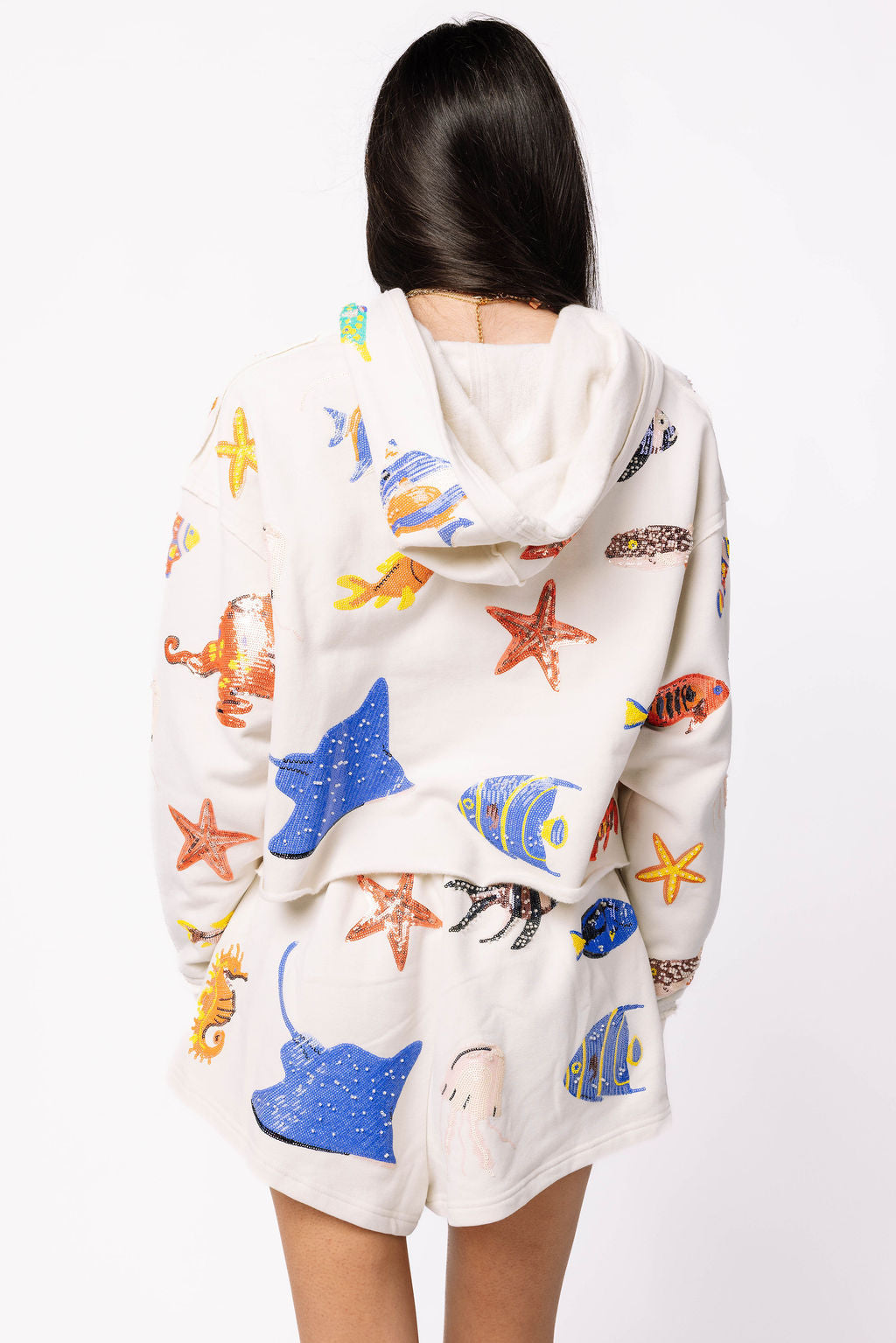 Neutral Multi Under the Sea Creature Hoody Sweatshirt
