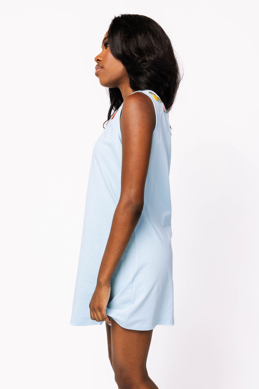 Light Blue Fruit Charm Necklace Tank Dress