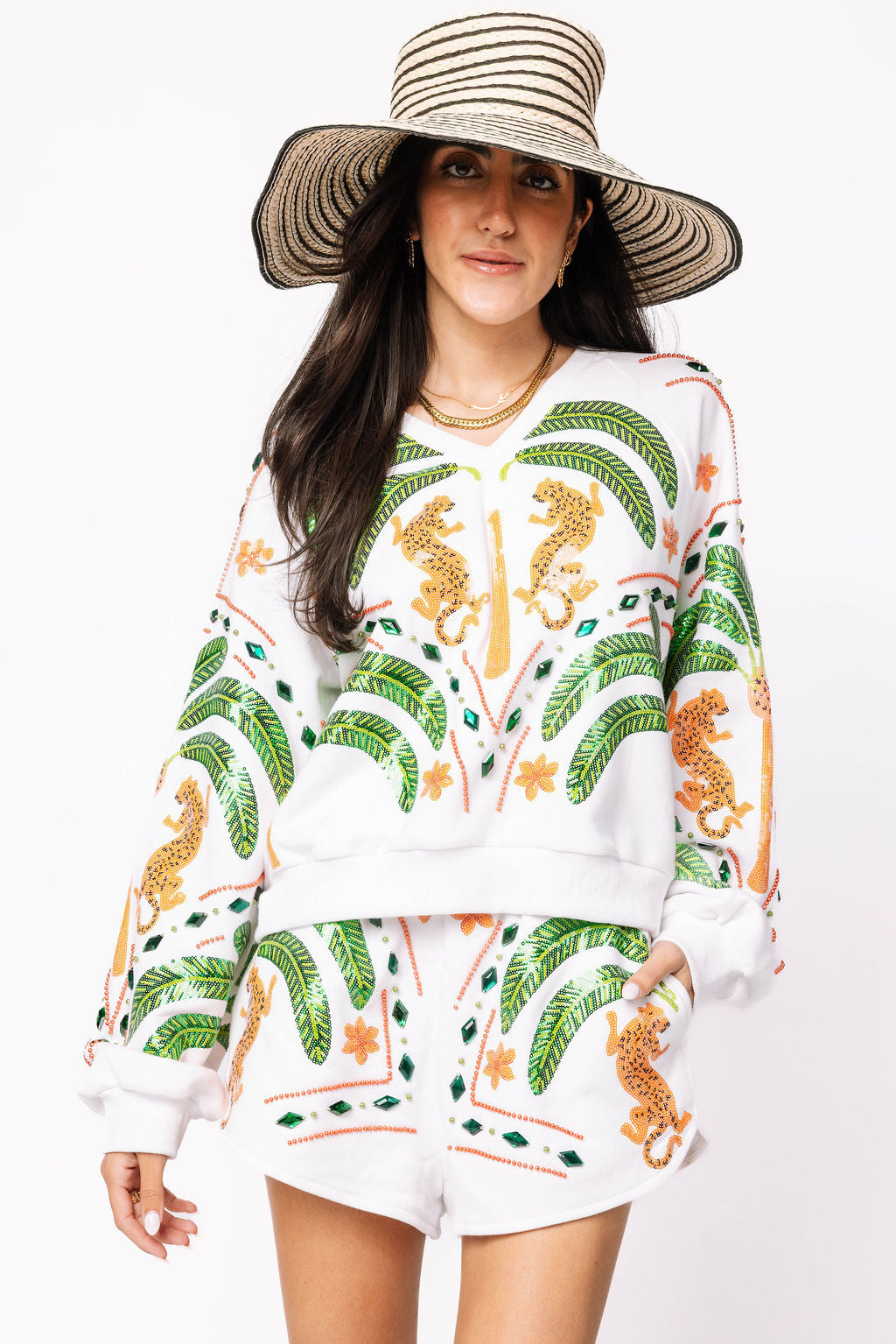 White Palm Tree & Jaguar Short