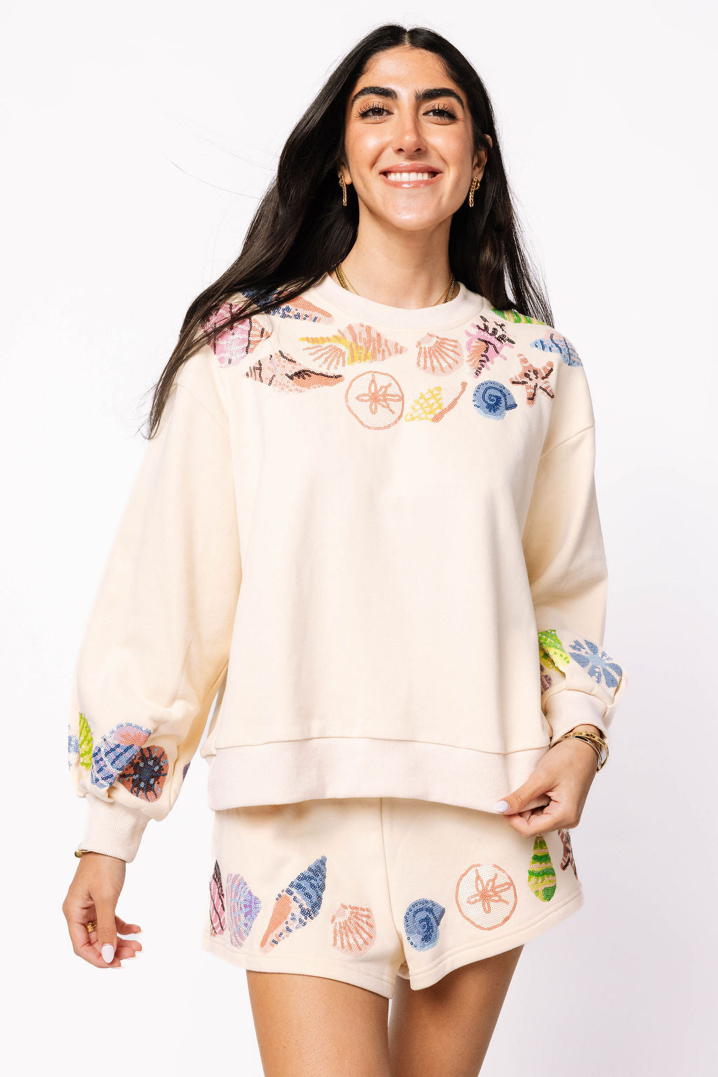 Beige Shell Trim Short