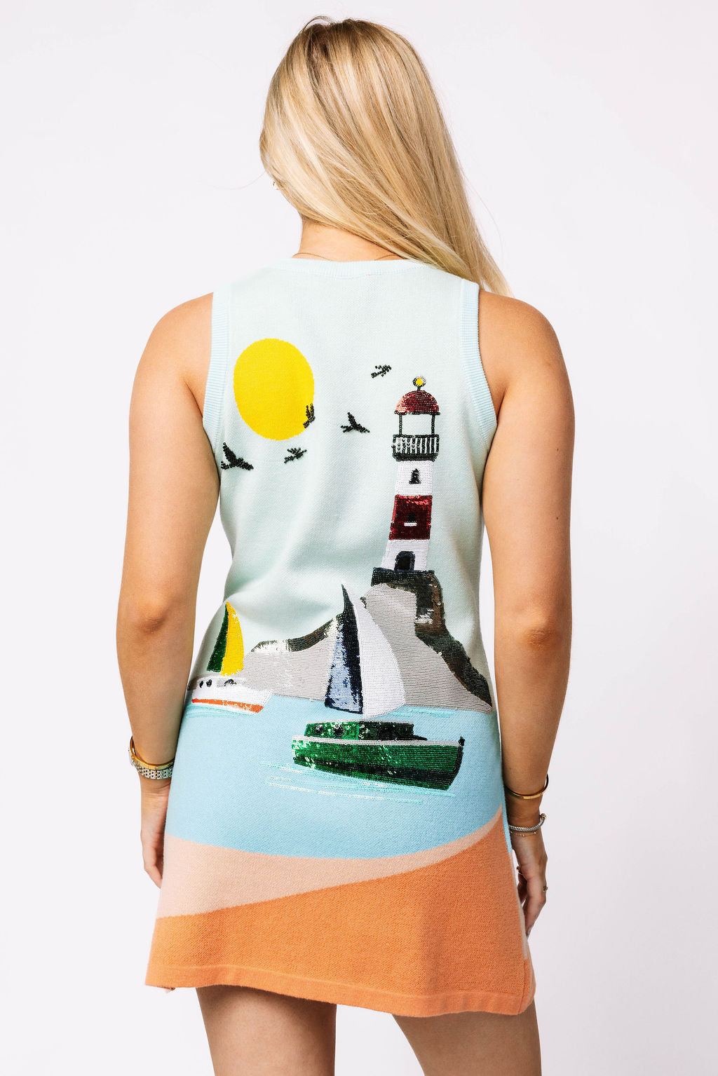 Sail Boat & Light House Knit Tank Dress