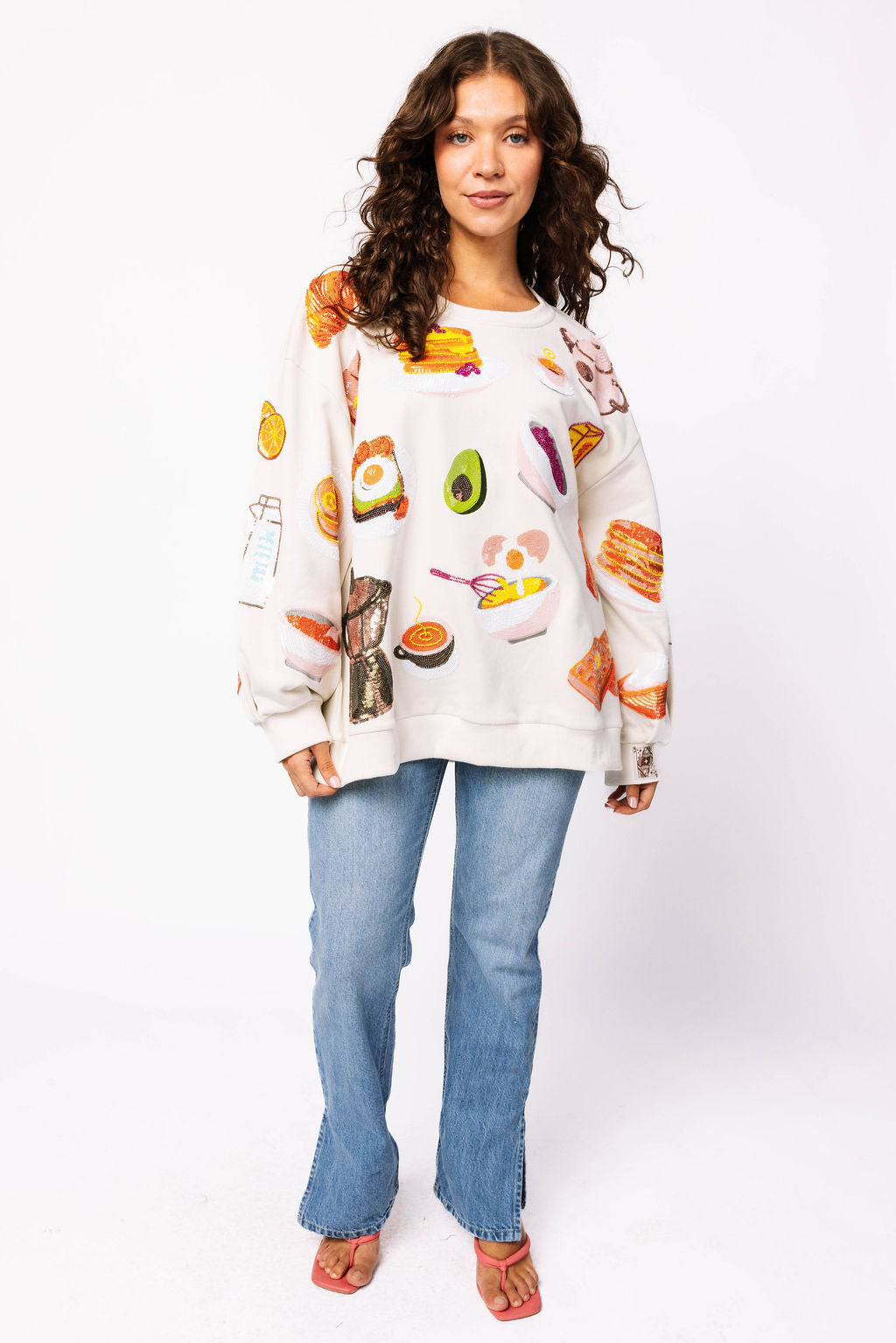 Beige Queen of Breakfast Sweatshirt