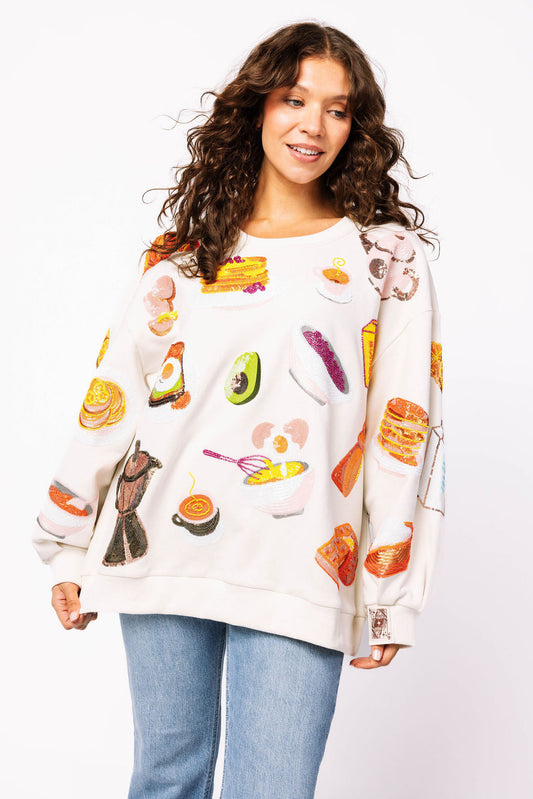 Beige Queen of Breakfast Sweatshirt