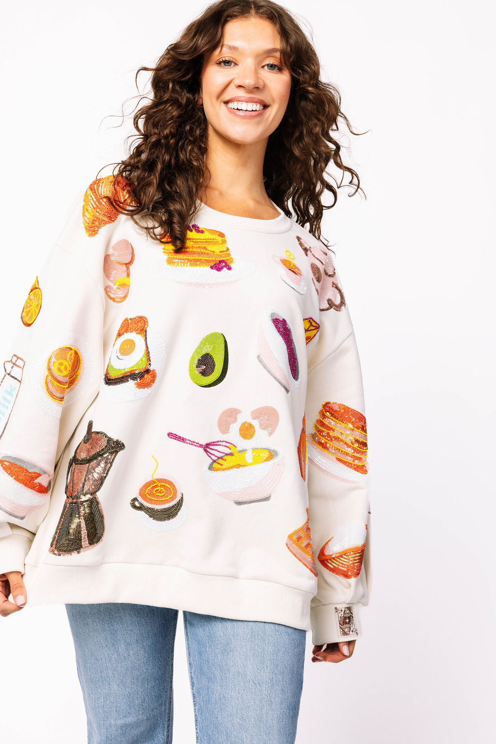 Beige Queen of Breakfast Sweatshirt